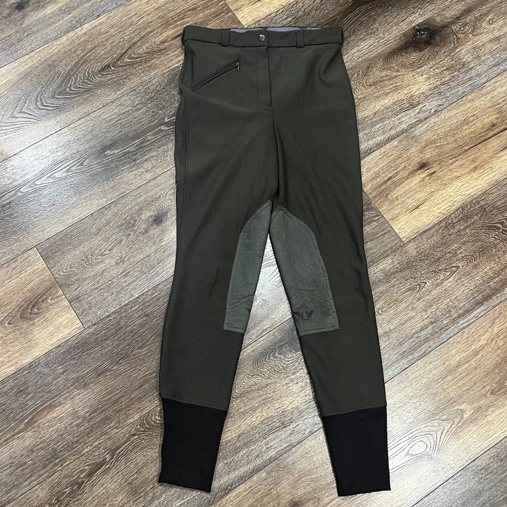 Gutos Equestrian Horse Riding Breeches Ribb Knee Patch Pants In Dark Grey 🐴 - Picture 6 of 6